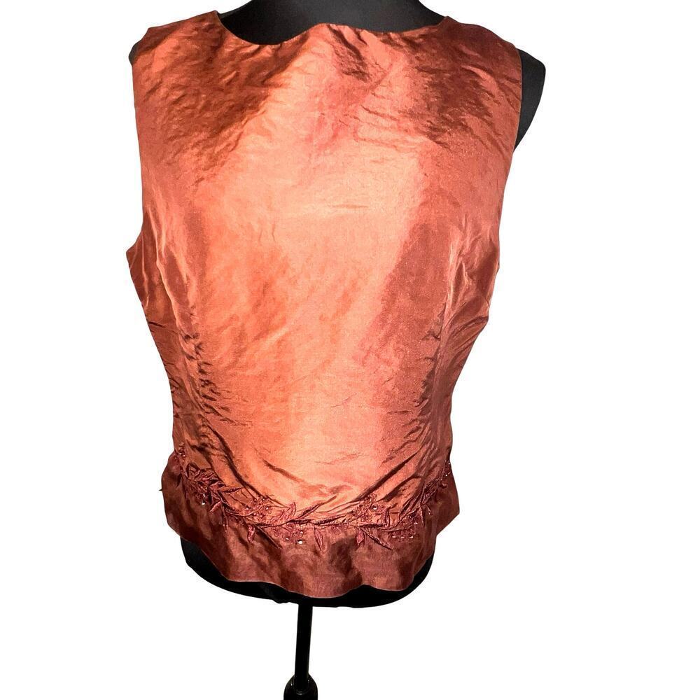 Anne Carson ladies size10 silk sequin lined rear zip Fairy goth vintage tank top
